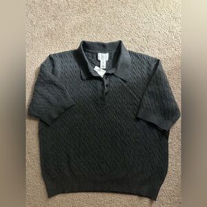 **NWT** H&M KNIT TOP WITH COLLAR MEDIUM GRAY